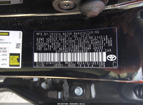 5YFS4MCE7TP264810 2026 TOYOTA COROLLA Black Engine compartment view