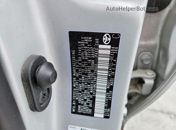 5YFS4MCE9NP139603 2022 TOYOTA COROLLA Silver Вид наклейки з VIN-кодом