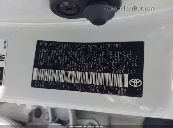 5YFS4MCEXSP224896 2025 TOYOTA COROLLA White Widok komory silnika