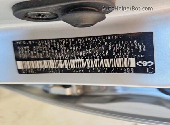 5YFS4MCEXSP245764 2025 TOYOTA COROLLA Silver 