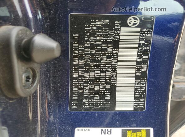 5YFS4RCE0LP007498 2020 TOYOTA COROLLA Blue Շարժիչի բաժամունքի տեսք
