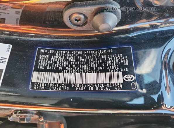 5YFS4RCE7LP045875 2020 TOYOTA COROLLA Black 