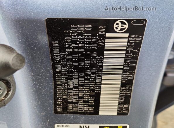 5YFT4MCEXRP216215 2024 TOYOTA COROLLA Blue Շարժիչի բաժամունքի տեսք