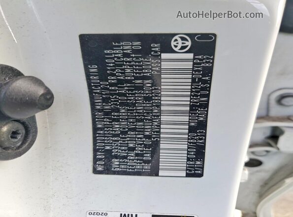 5YFVPMAEXMP188203 2021 TOYOTA COROLLA Белый Вид подкапотного пространства