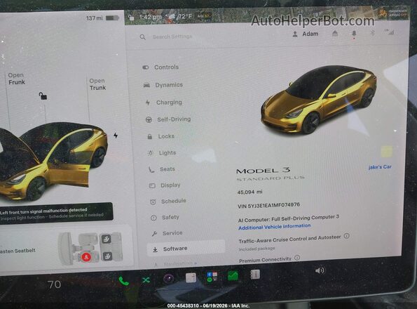 5YJ3E1EA1MF074976 2021 TESLA MODEL 3 Black Vista de los asientos traseros
