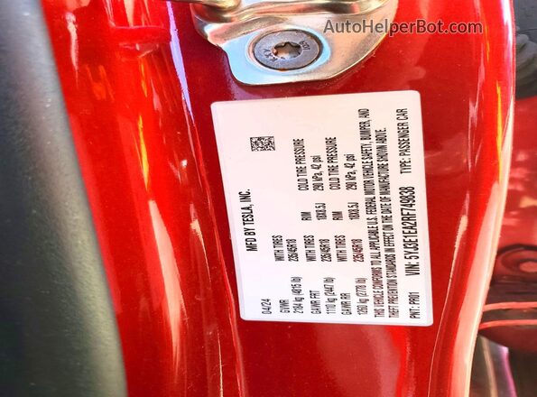 5YJ3E1EA2RF749838 2024 TESLA MODEL Red Вид підкапотного простору