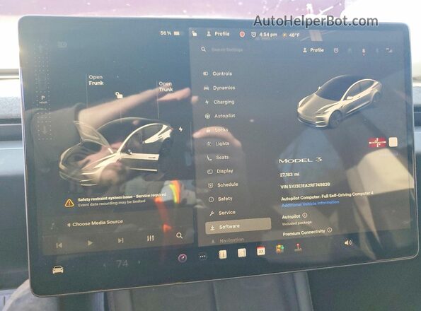5YJ3E1EA2RF749838 2024 TESLA MODEL Red Вид щитка приладів