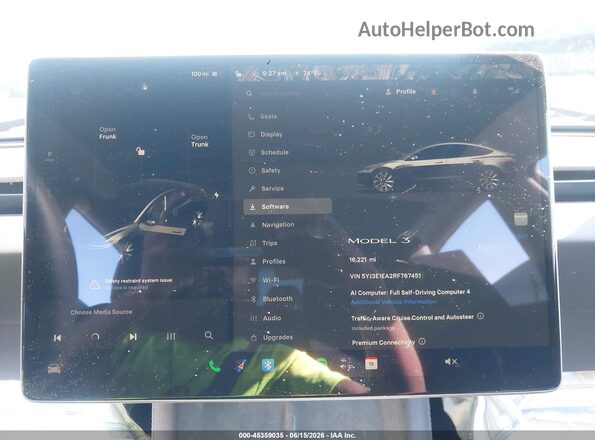 5YJ3E1EA2RF767451 2024 TESLA MODEL 3 Black Հետևի նստատեղերի տեսք