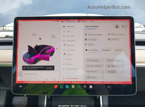 5YJ3E1EA3KF299526 2019 TESLA MODEL 3 Blue 