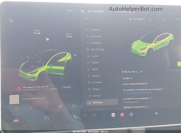 5YJ3E1EA3PF585576 2023 TESLA MODEL 3 Blue Вид задніх сидінь