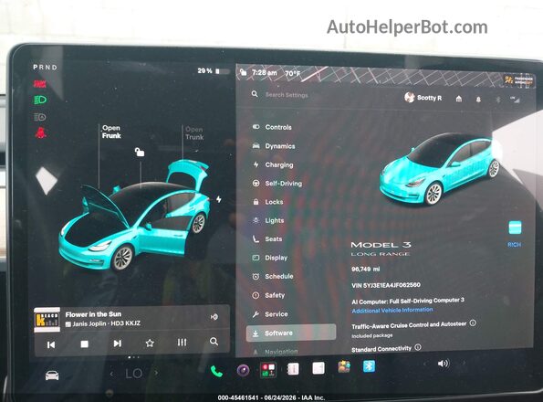 5YJ3E1EA4JF062560 2018 TESLA MODEL 3 White Հետևի նստատեղերի տեսք
