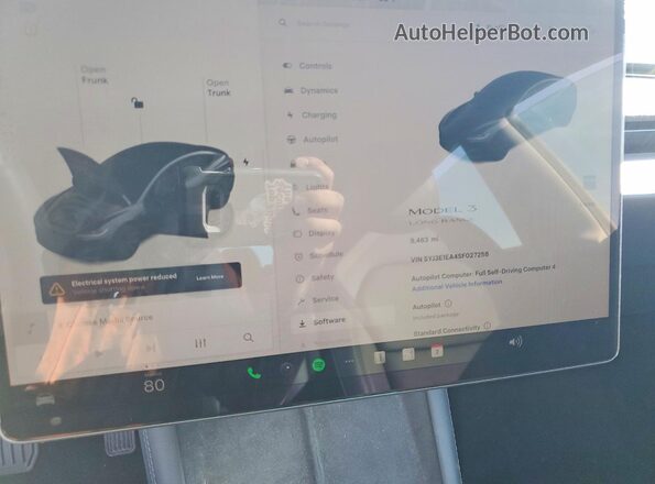 5YJ3E1EA4SF027258 2025 TESLA MODEL Charcoal Instrument cluster view