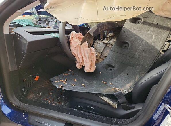 5YJ3E1EA4SF041886 2025 TESLA MODEL Blue Widok wnętrza z przodu