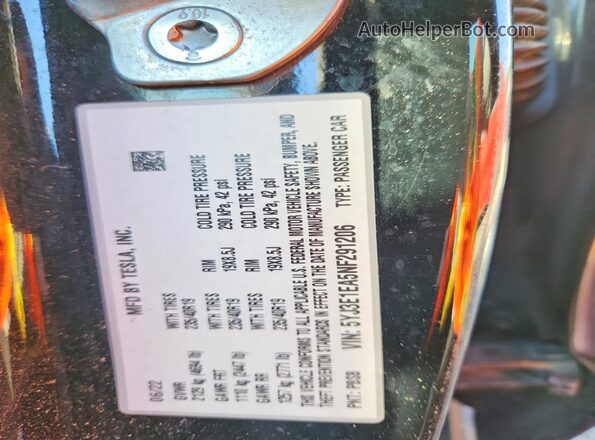 5YJ3E1EA5NF291206 2022 TESLA MODEL Black 
