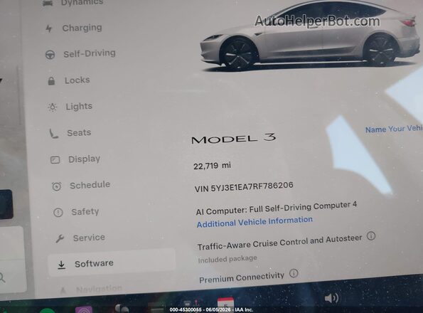 5YJ3E1EA7RF786206 2024 TESLA MODEL 3 White Rear seats view