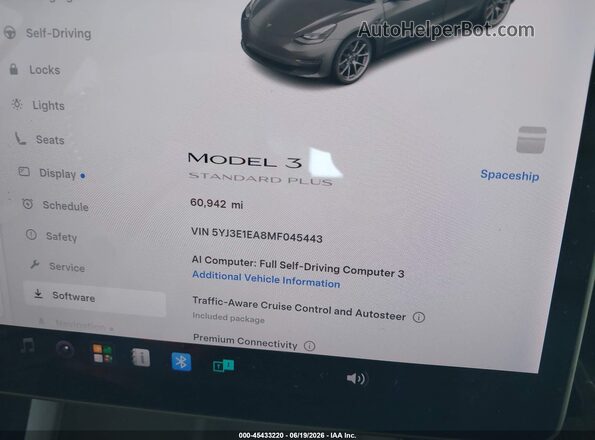 5YJ3E1EA8MF045443 2021 TESLA MODEL 3 Серый Вид задней части салона