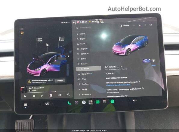 5YJ3E1EAXMF064348 2021 TESLA MODEL 3 Black Widok tylnych siedzeń
