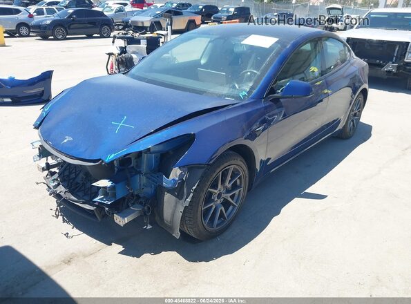 5YJ3E1EAXMF092960 2021 TESLA MODEL 3 Blue წინა მარცხენა ხედი სამი მეოთხედიდან