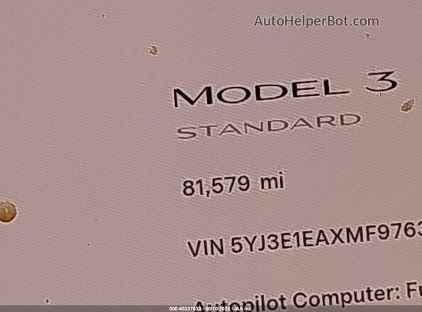 5YJ3E1EAXMF976378 2021 TESLA MODEL 3 Gray Սալոնի 360 աստիճան տեսք