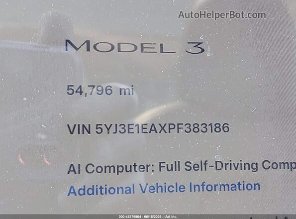 5YJ3E1EAXPF383186 2023 TESLA MODEL 3 Black 