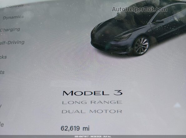 5YJ3E1EB0KF497828 2019 TESLA MODEL 3 Gray Widok tylnych siedzeń