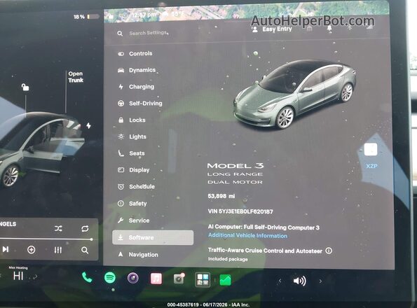 5YJ3E1EB0LF620187 2020 TESLA MODEL 3 Gray Հետևի նստատեղերի տեսք
