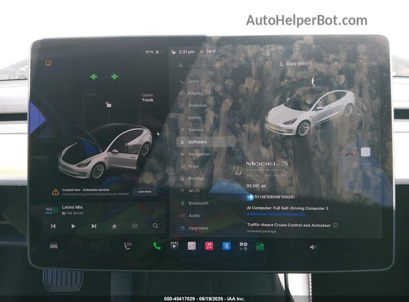 5YJ3E1EB0NF109291 2022 TESLA MODEL 3 White უკანა სავარძლების ხედი