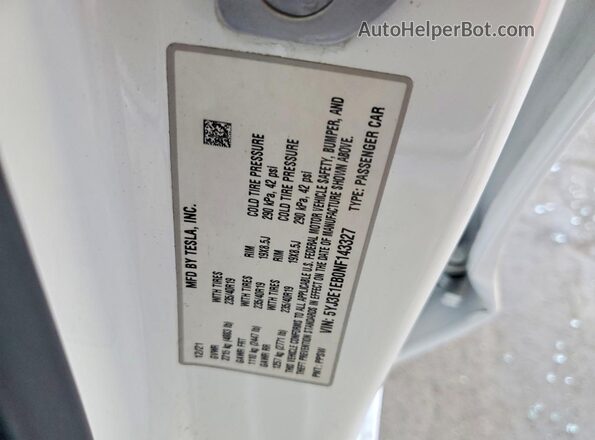 5YJ3E1EB0NF143327 2022 TESLA MODEL White 