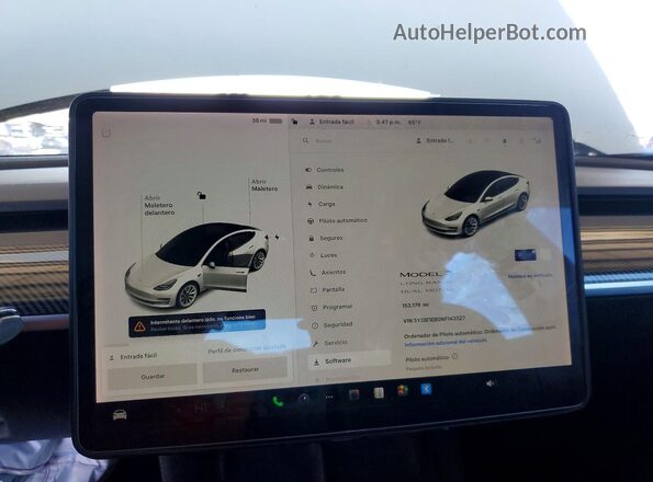 5YJ3E1EB0NF143327 2022 TESLA MODEL White 
