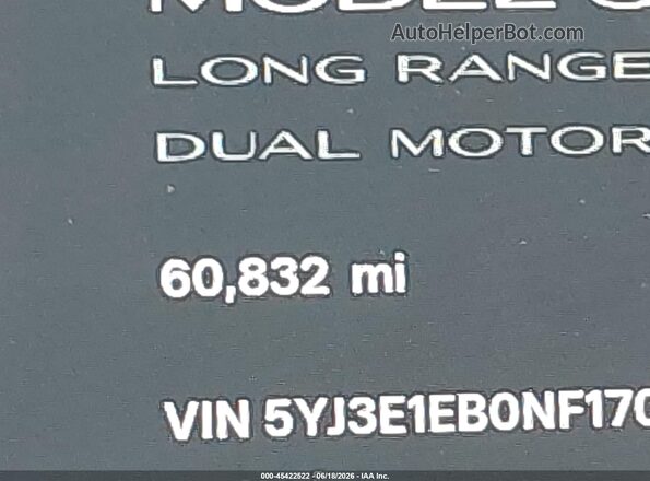 5YJ3E1EB0NF170883 2022 TESLA MODEL 3 Gray 