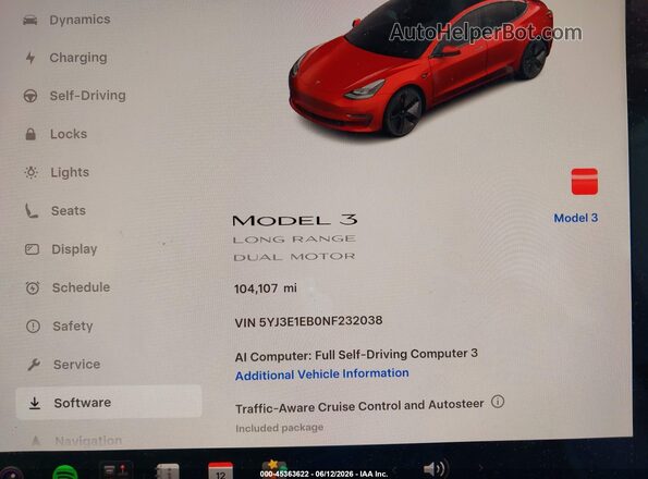 5YJ3E1EB0NF232038 2022 TESLA MODEL 3 Burgundy უკანა სავარძლების ხედი