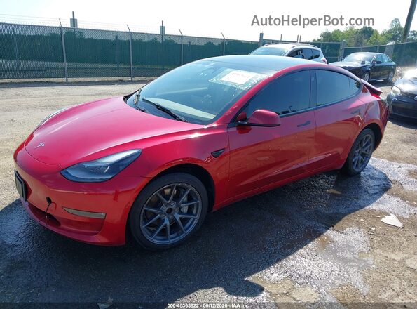 5YJ3E1EB0NF232038 2022 TESLA MODEL 3 Burgundy წინა მარცხენა ხედი სამი მეოთხედიდან