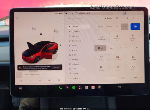 5YJ3E1EB0NF232038 2022 TESLA MODEL 3 Burgundy 