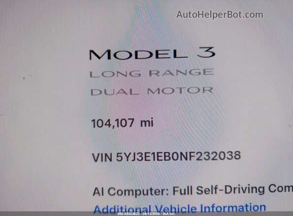 5YJ3E1EB0NF232038 2022 TESLA MODEL 3 Burgundy 