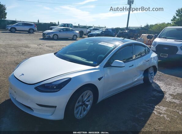 5YJ3E1EB0NF367326 2022 TESLA MODEL 3 White Առջևի ձախ երեք քառորդ տեսարան
