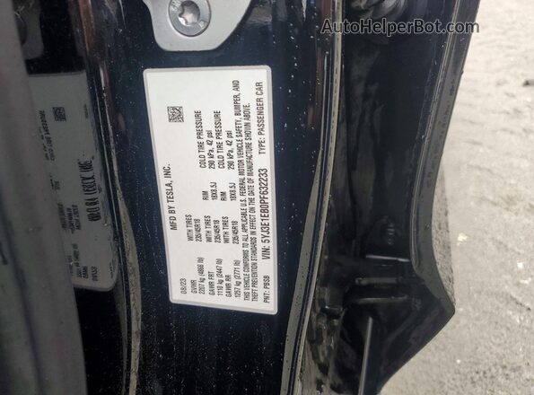 5YJ3E1EB0PF632233 2023 TESLA MODEL Black VIN կոդի պիտակի տեսք