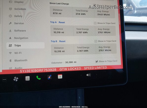 5YJ3E1EB0RF753928 2024 TESLA MODEL 3 Серый Вид задних сидений