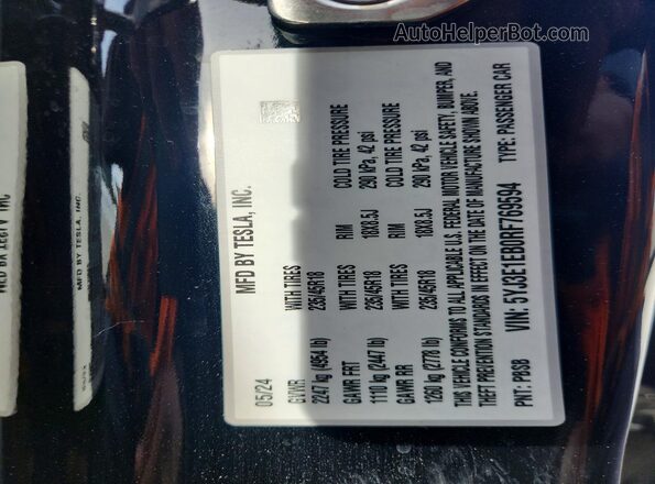 5YJ3E1EB0RF769594 2024 TESLA MODEL Black Vista del compartimento del motor