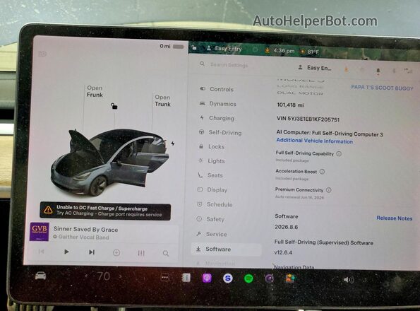 5YJ3E1EB1KF205751 2019 TESLA MODEL Gray 