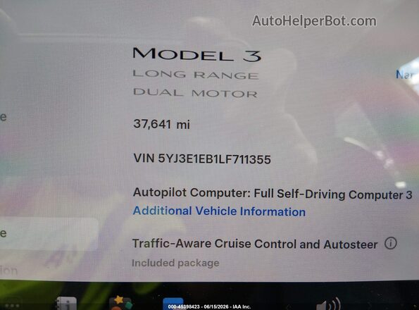5YJ3E1EB1LF711355 2020 TESLA MODEL 3 Black 