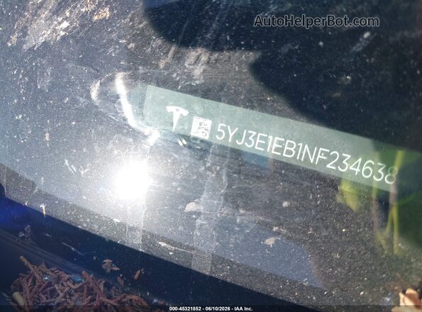 5YJ3E1EB1NF234638 2022 TESLA MODEL 3 Blue Вид підкапотного простору