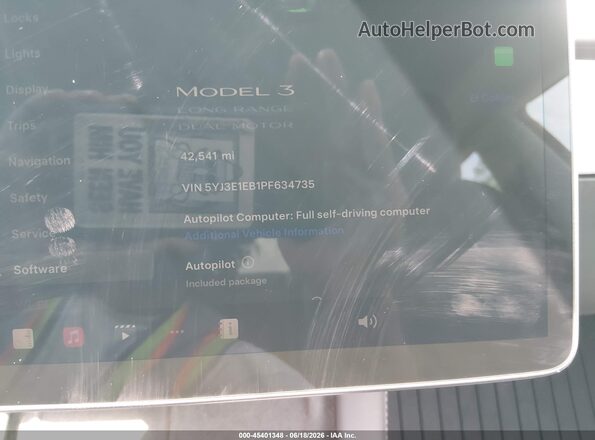 5YJ3E1EB1PF634735 2023 TESLA MODEL 3 Gray Widok wnętrza 360 stopni