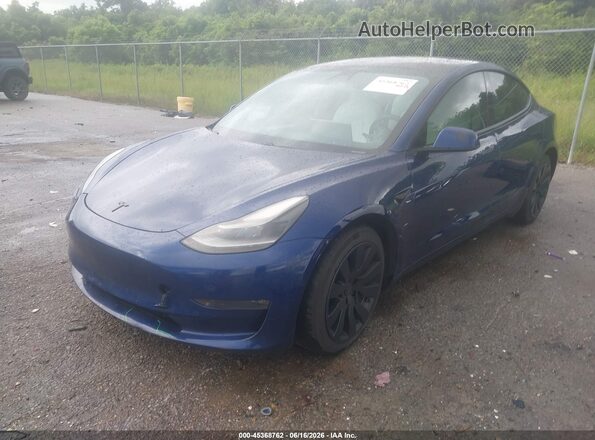 5YJ3E1EB2MF063459 2021 TESLA MODEL 3 Blue Առջևի ձախ երեք քառորդ տեսարան