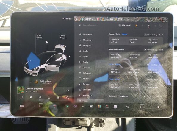 5YJ3E1EB2MF928415 2021 TESLA MODEL Black Widok zestawu wskaźników