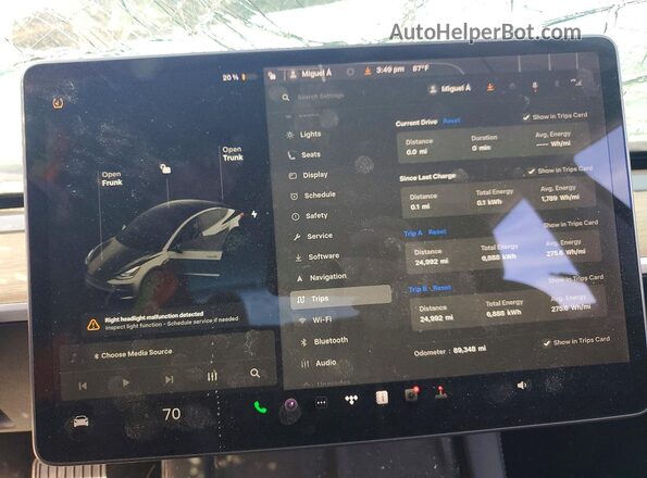 5YJ3E1EB2MF979686 2021 TESLA MODEL Black Սարքավորումների վահանակի տեսք
