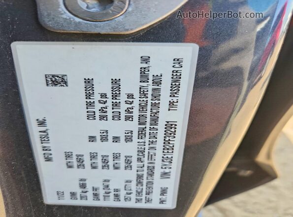 5YJ3E1EB2PF392991 2023 TESLA MODEL Серый Вид подкапотного пространства