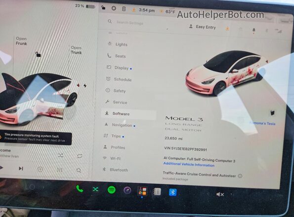 5YJ3E1EB2PF392991 2023 TESLA MODEL Серый Вид щитка приборов
