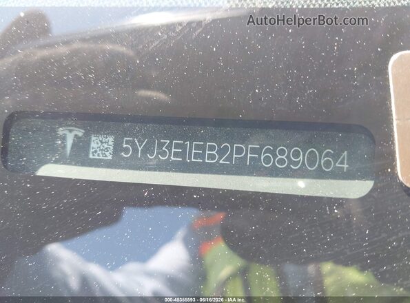 5YJ3E1EB2PF689064 2023 TESLA MODEL 3 Gray ძრავის განყოფილების ხედი