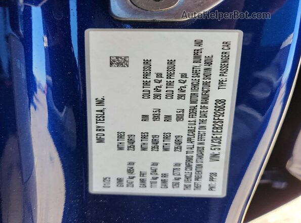 5YJ3E1EB2SF926838 2025 TESLA MODEL Blue 