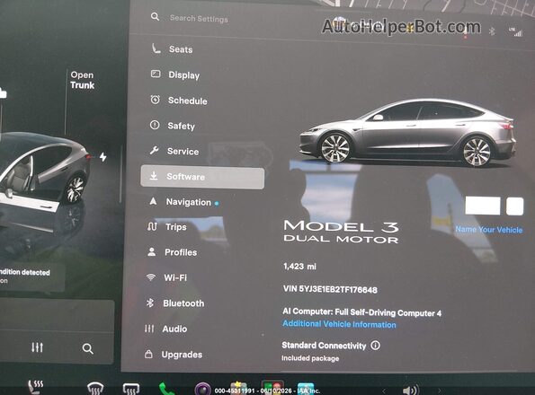 5YJ3E1EB2TF176648 2026 TESLA MODEL 3 Серый Вид задних сидений
